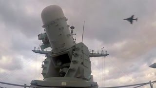 Navy CIWS Gun System Locks Onto Incoming Aircraft [upl. by Htebsil]