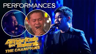 Marcelito Pomoy All Performances on Americas Got Talent The Champions [upl. by Enasus]