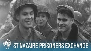 American amp German Prisoners Exchange At St Nazaire 1944  British Pathé [upl. by Remos]