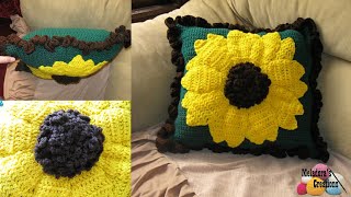 Crochet Sunflower Pillow pt 1  Crochet tutorial [upl. by Atiuqel]