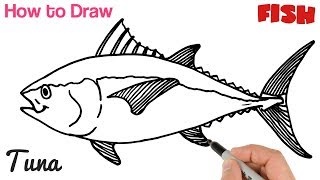 How to Draw Tuna Fish Easy for Beginners  Art Tutorial [upl. by Gib]