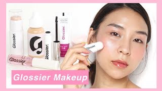 Full Face of Glossier Makeup  TINA TRIES IT [upl. by Dillon929]