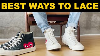 BEST WAYS TO LACE HIGH TOP CONVERSE  CDG [upl. by Yllrebmik]