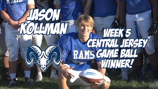 Hightstowns Jason Kollman Wins Central Jersey Week 5 Game Ball [upl. by Stokes]