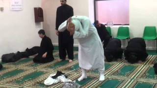 Sunni Deoband Wahabi Praying in a Shia mosque during Muharam Juloos great sign of unity [upl. by Aneerehs]