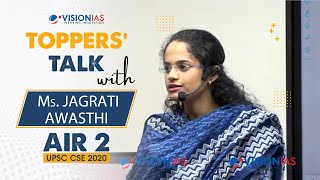 Toppers Talk with Jagrati Awasthi Rank 2 UPSC Civil Services 2020 [upl. by Nnagrom589]