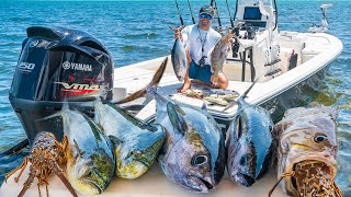 Epic Islamorada Fishing Frenzy  Lobster Mahi Mahi Tuna Grouper Catch Clean Cook [upl. by Anwahsiek]