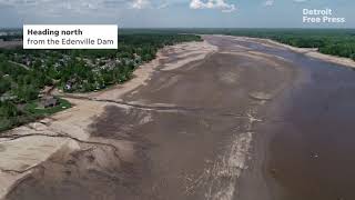 Wixom Lake drained after Edenville Dam fails Birds eye view [upl. by Terrab163]