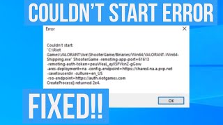 Valorant  How To Fix Couldnt Start Error [upl. by Eloken505]