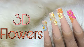 Beginner Nail Tech Acrylic 3D Flower Nail Art Tutorial [upl. by Eiryk]