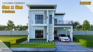 Small House Design  8m x 8m  2 Storey with 3 Bedroom [upl. by Lebasiairam702]