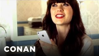 Zooey Deschanel iPhone Commercial  CONAN on TBS [upl. by Ariamoy842]