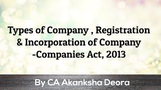 Types of Company  Registration amp Incorporation  Companies Act 2013 [upl. by Liw]