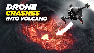 EPIC DRONE CRASH into ICELAND VOLCANO ERUPTION  DJI FPV 4K [upl. by Hareemas]