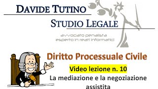 Diritto processuale civile  Video Lezione n10 La mediazione e la negoziazione assistita [upl. by Sarajane]