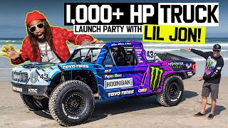 Ken Block Reveals New 1100hp Trophy Truck w Lil Jon at a Massive Beach Party in Mexico [upl. by Nwahshar969]