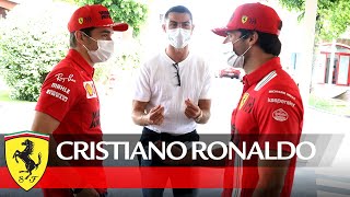 Cristiano Ronaldo meets Charles Leclerc and Carlos Sainz at Fiorano [upl. by Richia615]