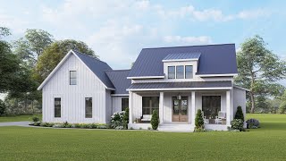 MODERN FARMHOUSE PLAN 04100258 WITH INTERIOR [upl. by Annatsirhc]