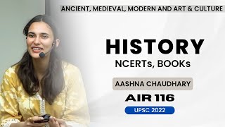 HISTORY Booklist for UPSC by Aashna Chaudhary AIR 116  NCERTs [upl. by Oeniri385]