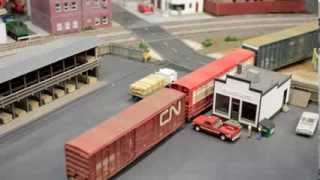 GTW 7267 works the lumber yards in HO scale watch in HD [upl. by Macintyre184]