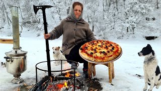 Rustic Cooking Campfire Pizza on The Sadj Grill 🍕🔥🌿 [upl. by Appilihp]