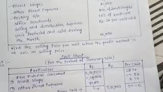 Preparation of cost sheet in per unit [upl. by Wemolohtrab524]