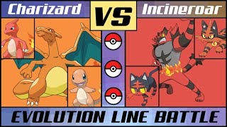 CHARIZARD vs INCINEROAR Starter Evolution Line Battle Pokémon SunMoon [upl. by Holly939]