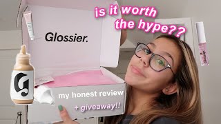 trying glossier for the first time is it worth the hype  GIVEAWAY [upl. by Ireg]