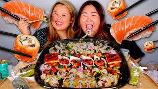 SUSHI MUKBANG 먹방 SPICY TUNA ROLL  SALMON NIGIRI  SUSHI PLATTER  YELLOWTAIL EATING SHOW THE BEST [upl. by Demitria844]