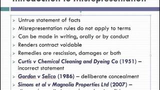 Misrepresentation Lecture 1 of 4 [upl. by Eilatan377]