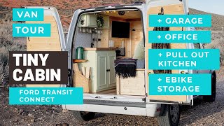 Cozy Cabin Vibes in this TINY Van  Ford Transit Connect DIY Conversion Van Tour [upl. by Phi]