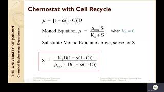 Biochemical Engineering  Lecture  91  Chemostat with Cell Recycle amp FedBatch Operation [upl. by Attikin]