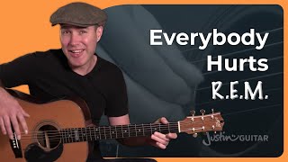 How to play Everybody Hurts by REM  Easy Guitar Lesson [upl. by Chladek782]