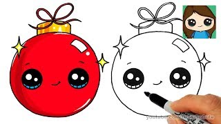 How to Draw a Christmas Ornament Easy and Cute [upl. by Halilak]