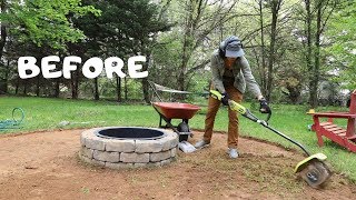 How to Make a Fire Pit Seating Area Backyard Makeover  Thrift Diving [upl. by Kcirtapnhoj750]