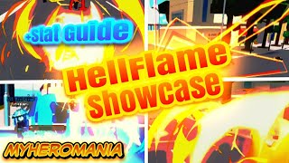 🔥Hellflame Showcase  Stat guide  My Hero Mania  ROBLOX [upl. by Schonfeld]