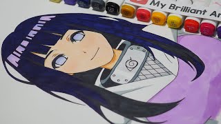 How To Draw Hinata Hyuga Naruto Shippuden  Copic  My Brilliant Art [upl. by Dickey]