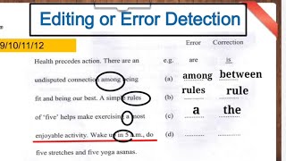 Editing  Error Detection  Tricks and practice questions  class 9101112 [upl. by Ern779]