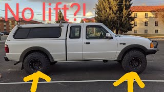 How BIG OF TIRES can you fit with NO LIFT  Ford Ranger [upl. by Bekaj556]