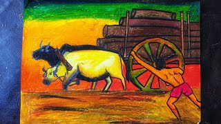 Joynal Abedin gorur Gari drawing How to draw cart How to draw gorur gari [upl. by Gamages]