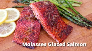 Molasses Glazed Salmon Recipe  Salmon Filets Grilled on Traeger Grill [upl. by Icaj]