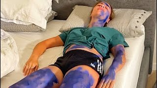 I PAINTED MY GIRLFRIEND BLUE PRANK WAR [upl. by Airdnaxela]