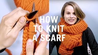 How to Knit a Scarf  Step by Step Tutorial for Beginners [upl. by Yhtomiht]