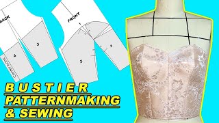 HOW TO DRAFT A BUSTIER BUSTIER  PATTERNMAKING AND SEWING  LA MODÉLISTE [upl. by Ambrosius]