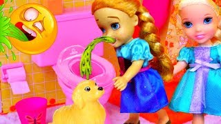 VERY SICK  Elsa amp Anna toddlers  Little Anna is Sick  PUKES Everywhere [upl. by Nawud]