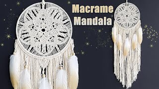 DIY Tutorial l How To Make Macrame Mandala Dreamcatcher [upl. by Ainigriv]