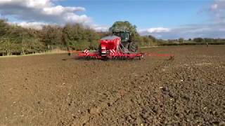 Farol Ltd  KUHN Megant 600 drill and John Deere 6190R fitted with dual wheels [upl. by Linskey]