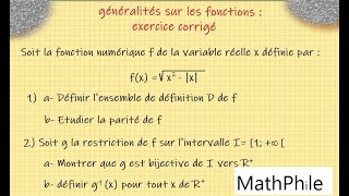 Généralités sur les fonctions 1er bac SM exercice 1 [upl. by Durer213]