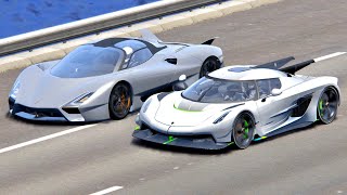 Koenigsegg Jesko Absolut vs SSC Tuatara  Drag Race 20 KM [upl. by Kistner]