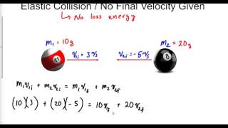 Perfect Elastic Collision  No Final Velocity Given [upl. by Nnylyar]